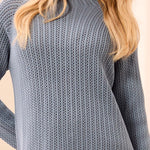 Tribal Pointelle Button-Back Long Sleeve Sweater | Blue Fog - Juli's Wearable Art