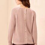 Tribal Pointelle Button-Back Long Sleeve Sweater | Violet Ice - Juli's Wearable Art
