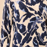 Tribal Printed Cable Cotton Crew Neck Sweater | Blue Fog - Juli's Wearable Art