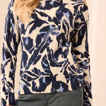 Tribal Printed Cable Cotton Crew Neck Sweater | Blue Fog - Juli's Wearable Art