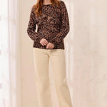 Tribal Printed Cable Cotton Crew Neck Sweater | Hickory - Juli's Wearable Art