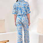 Tribal Printed Flowy Ankle Pants with Drawstring Waist - Juli's Wearable Art