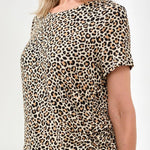 Tribal Printed Jersey Crew Neck Top with Side Ruching | Sesame - Juli's Wearable Art