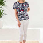 Tribal Printed Nautical Inspired Knit Crew Neck Top - Juli's Wearable Art