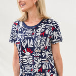 Tribal Printed Nautical Inspired Knit Crew Neck Top - Juli's Wearable Art