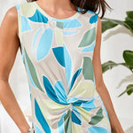 Tribal Printed Sleeveless Jersey Front - Knot Dress | Aqua Sky - Juli's Wearable Art