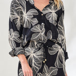 Tribal Pull - On Shorts with Drawcord | Black Floral - Juli's Wearable Art