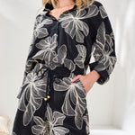 Tribal Pull - On Shorts with Drawcord | Black Floral - Juli's Wearable Art