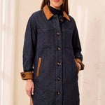 Tribal Quilted Denim Suede Trim Button-Front Jacket | Rinse - Juli's Wearable Art