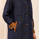Tribal Quilted Denim Suede Trim Button-Front Jacket | Rinse - Juli's Wearable Art