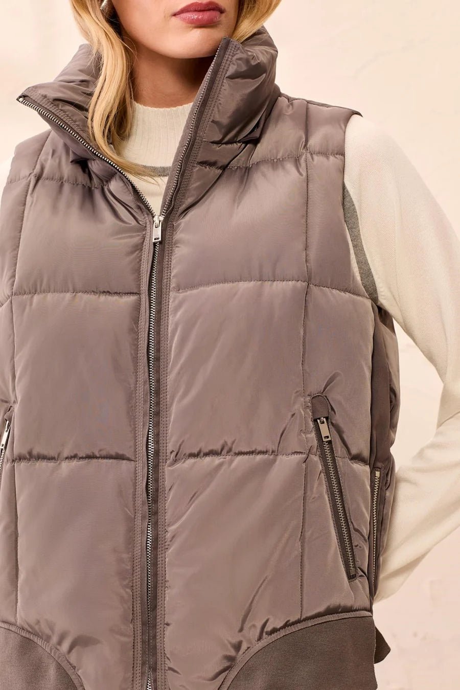 Tribal Quilted Puffer Vest with Removable Hood | Tornado