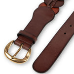 Tribal Quinn Wide Pieced Leather Harness Belt with Scalloped Panels | Brown - Juli's Wearable Art