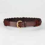 Tribal Quinn Wide Pieced Leather Harness Belt with Scalloped Panels | Brown - Juli's Wearable Art