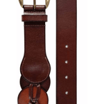 Tribal Quinn Wide Pieced Leather Harness Belt with Scalloped Panels | Brown - Juli's Wearable Art
