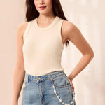 Tribal Racer Back Baby Rib Tank Top | Cream - Juli's Wearable Art