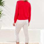 Tribal Red Pointelle Knit Cardigan Sweater - Juli's Wearable Art