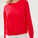 Tribal Red Pointelle Knit Cardigan Sweater - Juli's Wearable Art