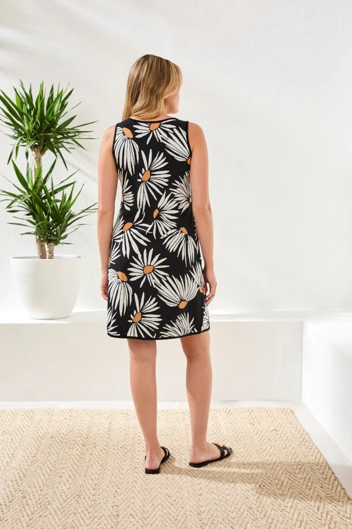 Tribal Reversible A - Line Dress | Black & Floral - Juli's Wearable Art