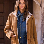 Tribal Reversible Sherpa & Faux Suede Coat | Walnut - Juli's Wearable Art