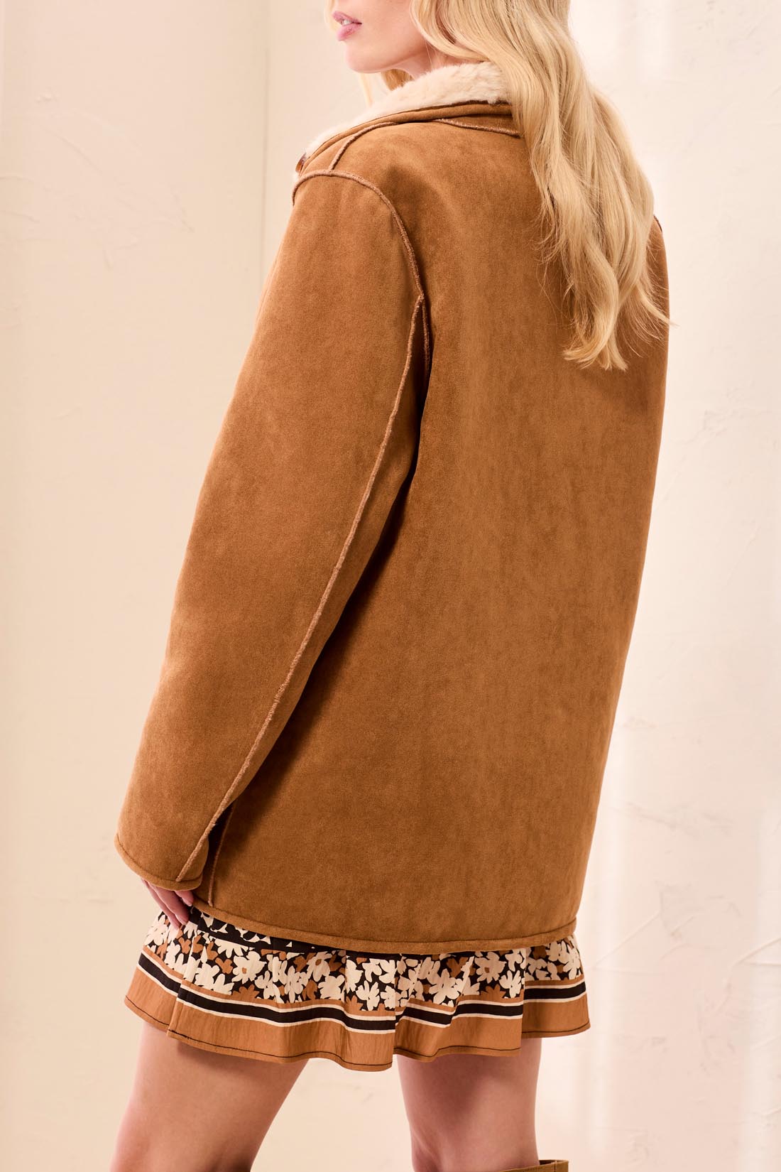 Tribal Reversible Sherpa & Faux Suede Coat | Walnut - Juli's Wearable Art