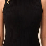 Tribal Ribbed Funnel Neck Sleeveless Knit Tank | Black - Juli's Wearable Art