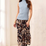 Tribal Ribbed Funnel Neck Sleeveless Knit Tank | Heathered Fog - Juli's Wearable Art