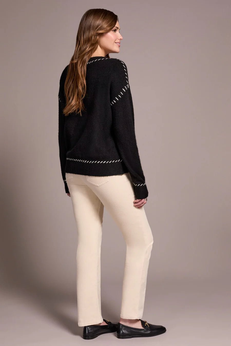 Tribal Saddle Stitch Crew Neck Sweater - Juli's Wearable Art