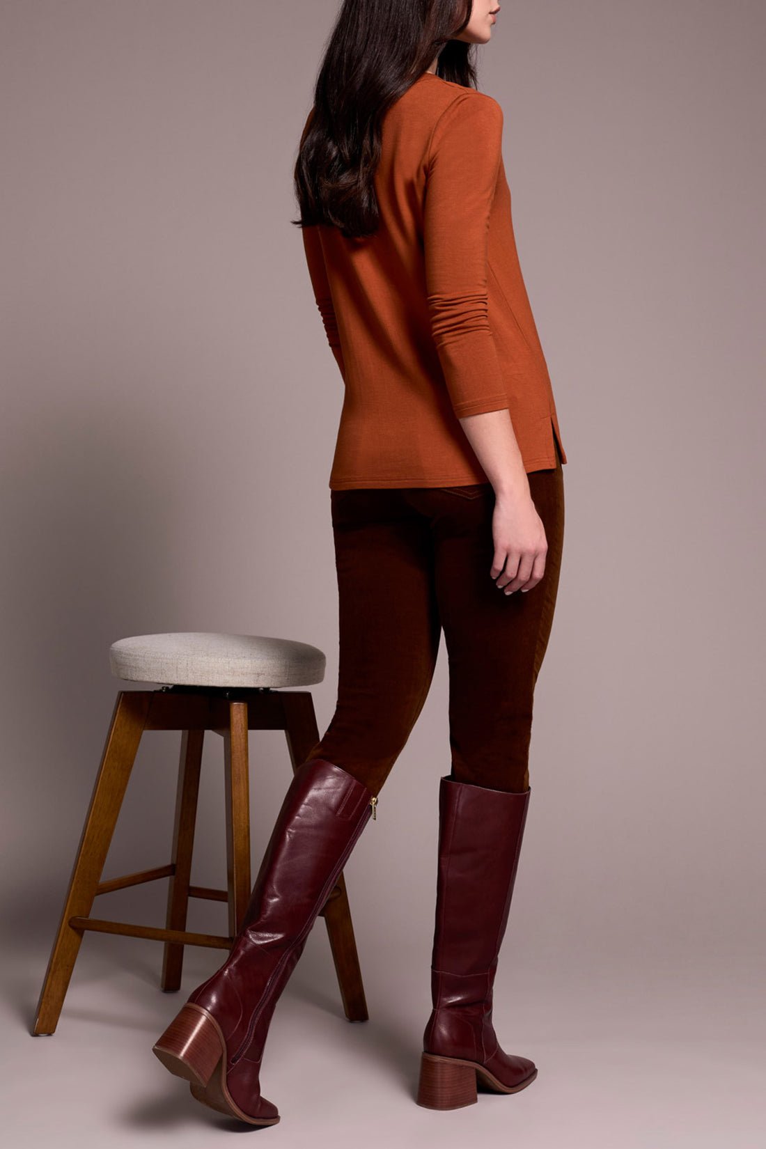 Tribal Scoop Neck Knit Top with Side Slits – Ginger Spice - Juli's Wearable Art