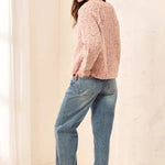 Tribal Sequined Button Front Notch Neck Sweater Cardigan | Macaroon - Juli's Wearable Art