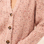 Tribal Sequined Button Front Notch Neck Sweater Cardigan | Macaroon - Juli's Wearable Art