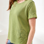 Tribal Short Sleeve Crew Neck Embroidered Appliqué T-Shirt - Juli's Wearable Art