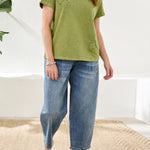 Tribal Short Sleeve Crew Neck Embroidered Appliqué T-Shirt - Juli's Wearable Art