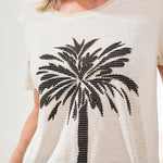 Tribal Short Sleeve Crew Neck Palm Tree Top | Canvas - Juli's Wearable Art