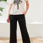 Tribal Short Sleeve Crew Neck Palm Tree Top | Canvas - Juli's Wearable Art
