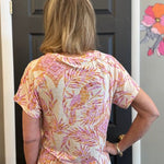 Tribal Short Sleeve Scoop Neck Top with Pleating Detail | Terracota - Juli's Wearable Art