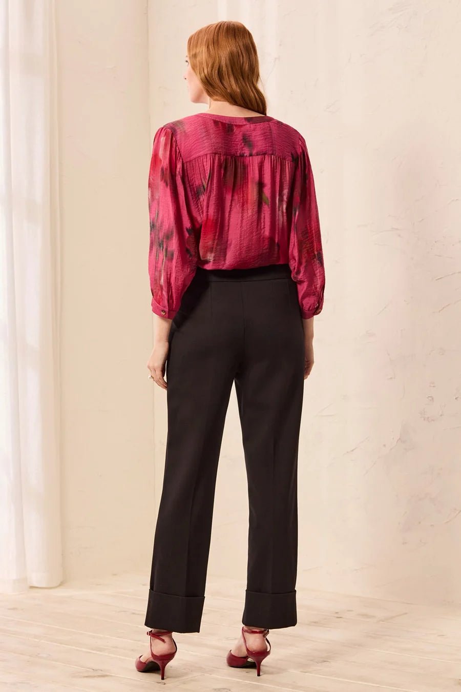 Tribal Signature Luxury Twill Straight Leg Cuffed Pull-On Pants | Black - Juli's Wearable Art