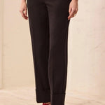 Tribal Signature Luxury Twill Straight Leg Cuffed Pull-On Pants | Black - Juli's Wearable Art