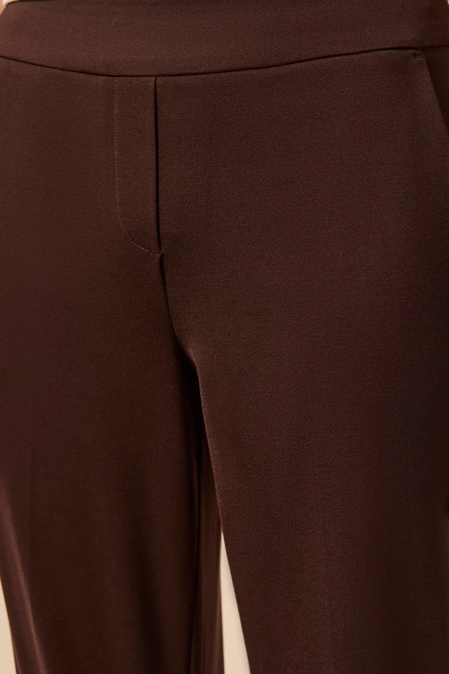 Tribal Signature Luxury Twill Straight Leg Cuffed Pull-On Pants | Espresso - Juli's Wearable Art