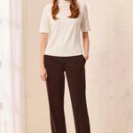 Tribal Signature Luxury Twill Straight Leg Cuffed Pull-On Pants | Espresso - Juli's Wearable Art
