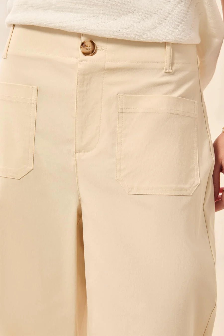 Tribal Signature Stretch Twill Button-Front Wide-Leg Ankle Pants  | Canvas