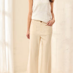 Tribal Signature Stretch Twill Button - Front Wide - Leg Ankle Pants | Canvas - Juli's Wearable Art