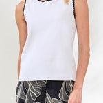 Tribal Sleeveless Top with Crochet Trim | White - Juli's Wearable Art