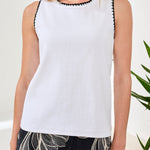 Tribal Sleeveless Top with Crochet Trim | White - Juli's Wearable Art