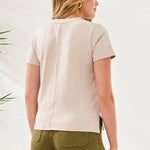 Tribal Slub Knit V - Neck Top with Double Trim Detail | Quartz - Juli's Wearable Art