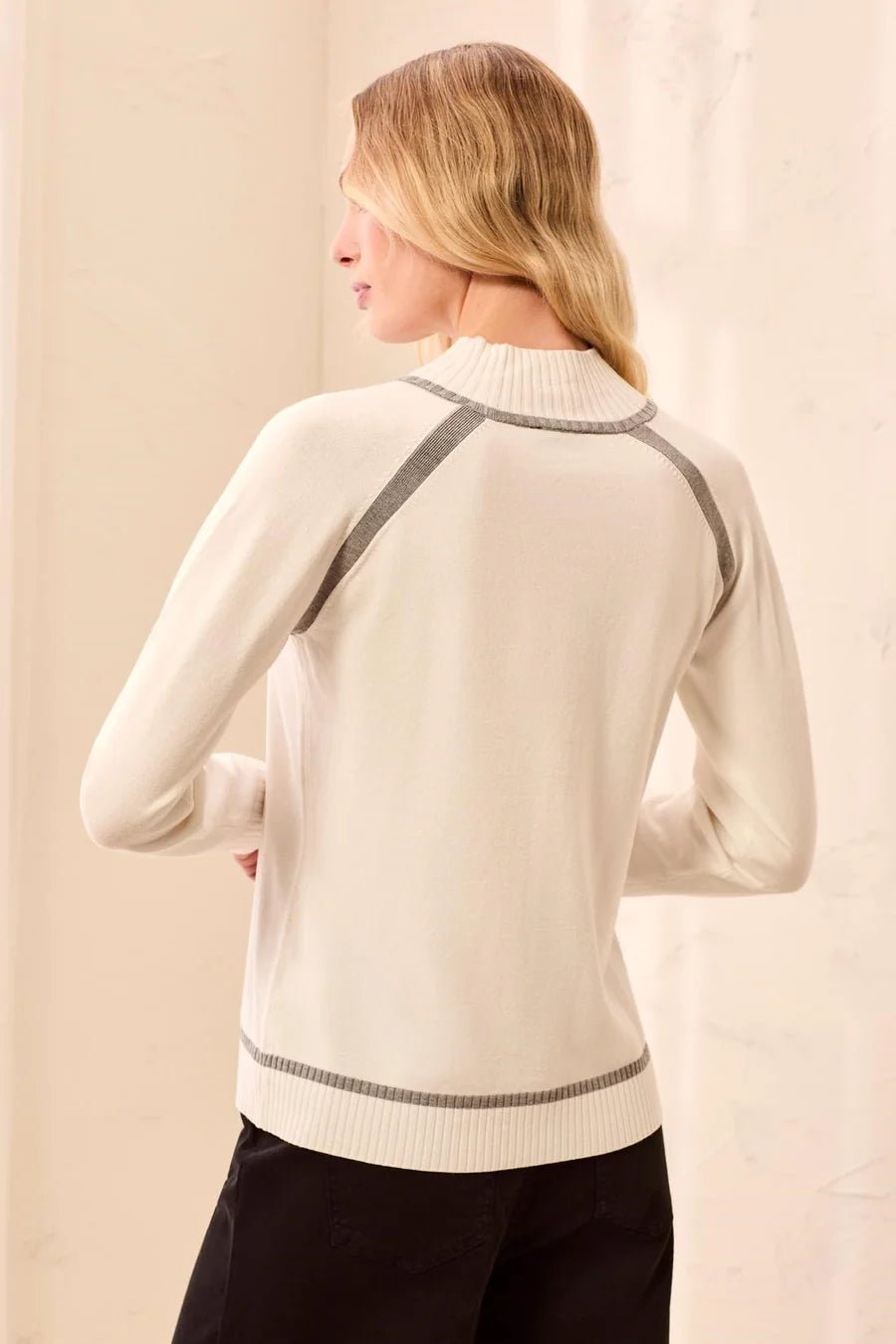 Tribal Soft Long Sleeve Mock Neck Raglan Sweater | Cream - Juli's Wearable Art