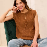 Tribal Soft Split Crew Neck Sleeveless Sweater | Hazelwood - Juli's Wearable Art