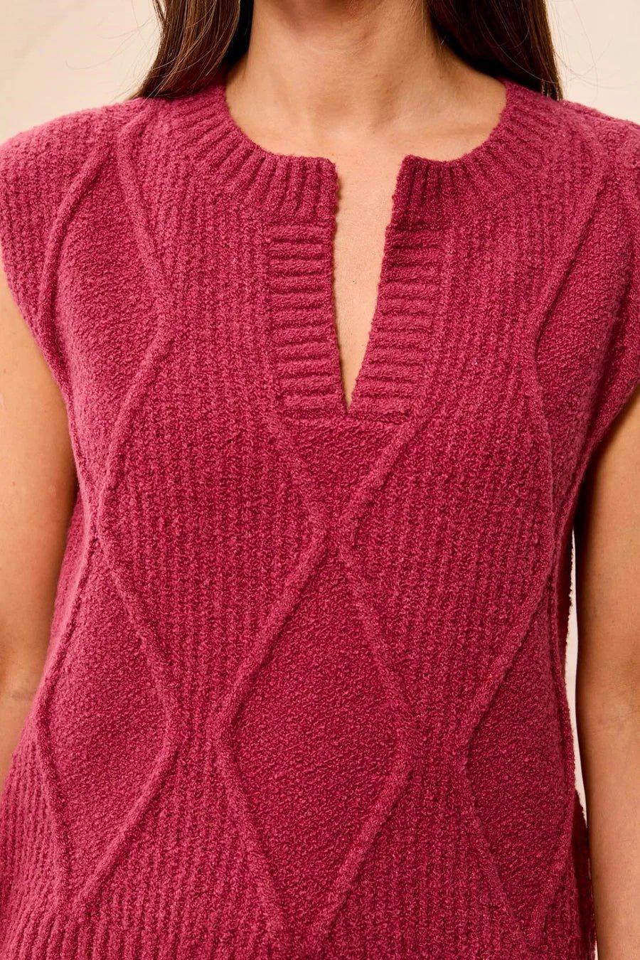 Tribal Soft Split Crew Neck Sleeveless Sweater | Nostalgia
