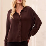 Tribal Soft Viscose Drop Shoulder Button Front Collared Blouse | Hickory - Juli's Wearable Art