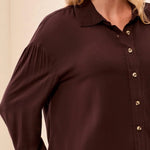 Tribal Soft Viscose Drop Shoulder Button Front Collared Blouse | Hickory - Juli's Wearable Art
