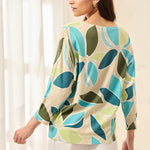 Tribal Soft Yarn Three - Quarter Sleeve Crewneck Sweater | Aqua Sky - Juli's Wearable Art